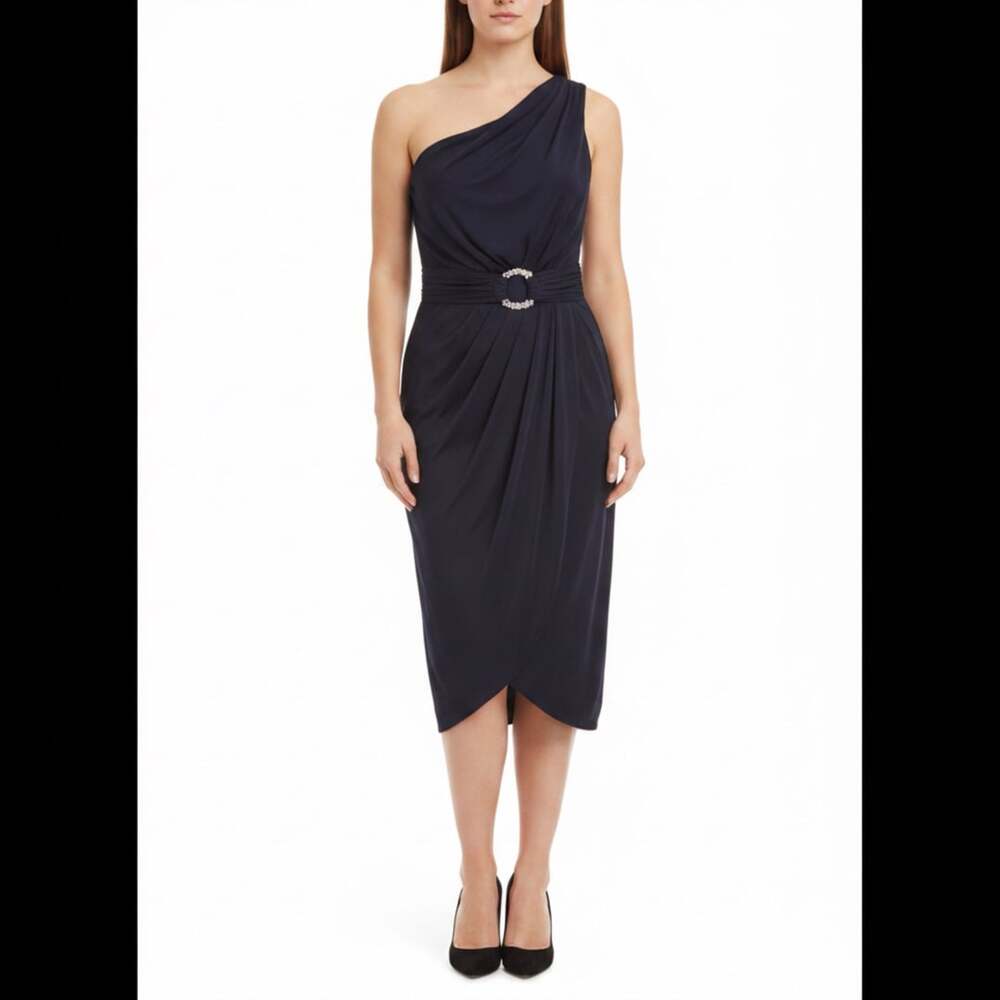 BCBGmaxazria One-Shoulder Draped Cocktail Dress Size S